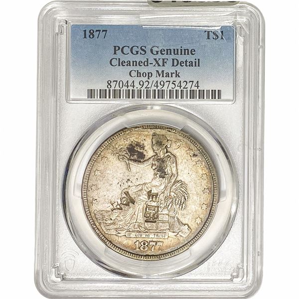 1877 Silver Trade Dollar PCGS XF DetailCleaned Chopmark