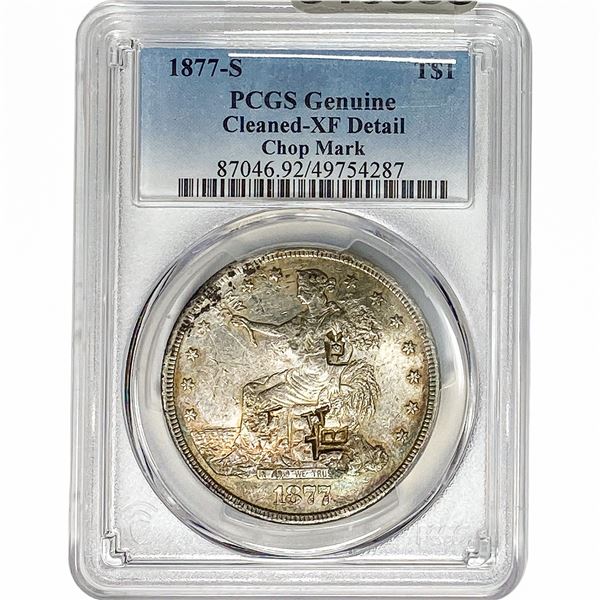 1877-S Silver Trade Dollar PCGS XF DetailCleaned Chopmark