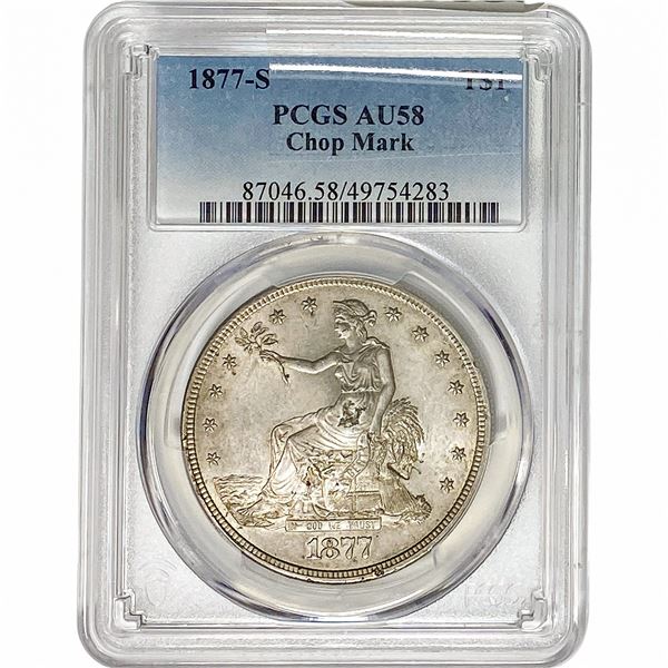 1877-S Silver Trade Dollar PCGS AU58 Chopmark