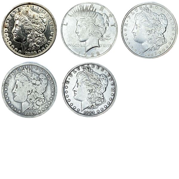 [5 Coins] 1884-1922 Morgan & Peace Dollars