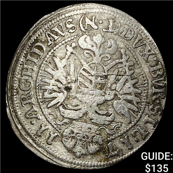 1655-1705 Hungary Leopold Silver 3 Kreuzer CLOSELY UNCIRCULATED