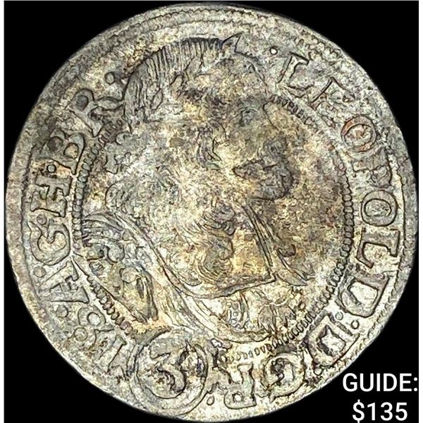 1655-1705 Hungary Silver 3 Kreuzer CLOSELY UNCIRCULATED