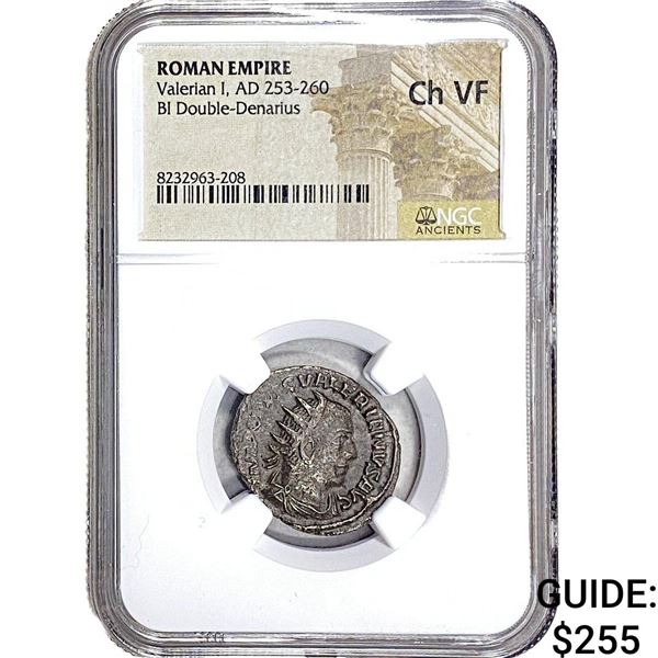 Roman Valerian I 253-260 AD Bi Dbl-Denarius NGC