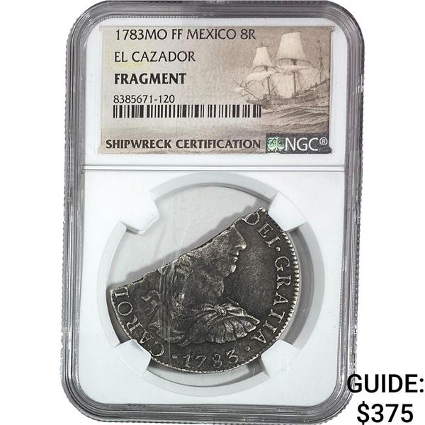 1783MO FF Mexico 8 Reales El Cazador Fragment NGC