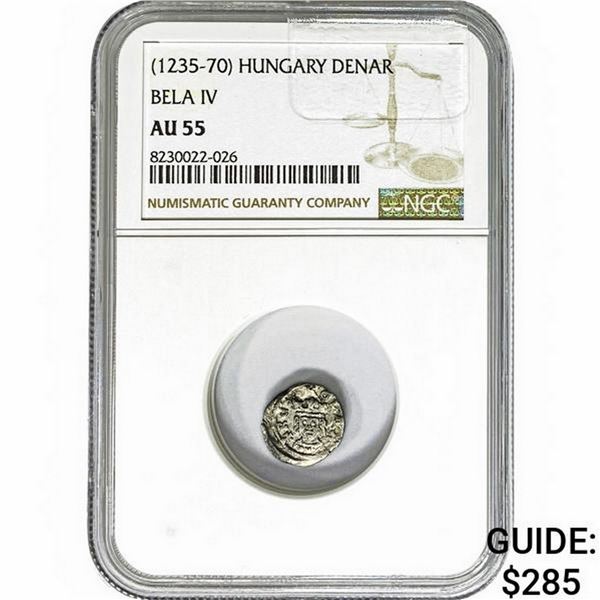[1235-70] Hungary Bella IV Silver Denar NGC AU55