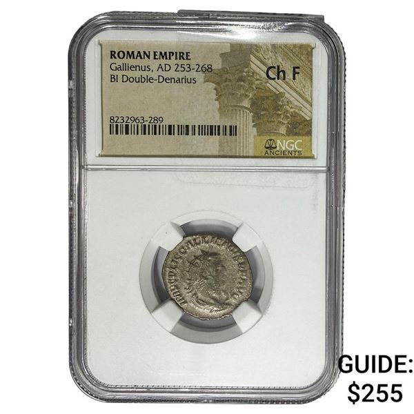 Roman Gallienus AD 253-268 BI Dbl-Denarius Ch F