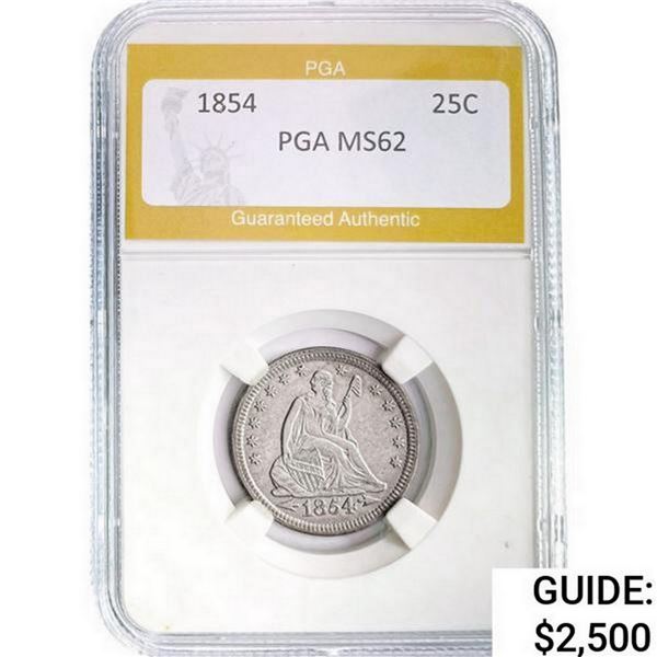 1854 Seated Liberty Quarter PGA M62