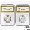 Image 1 : [2 Coins]1959-1960 Wash. Silver Quarter PGA MS/PR65