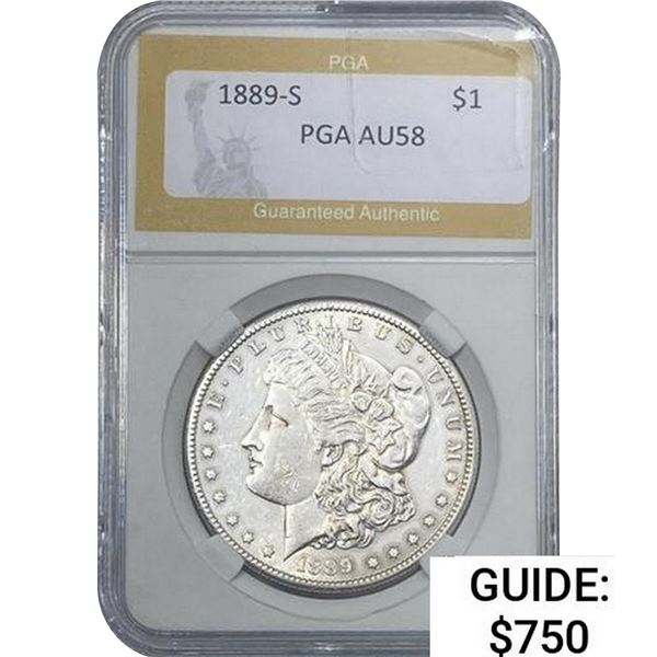 1889-S Morgan Silver Dollar PGA AU58