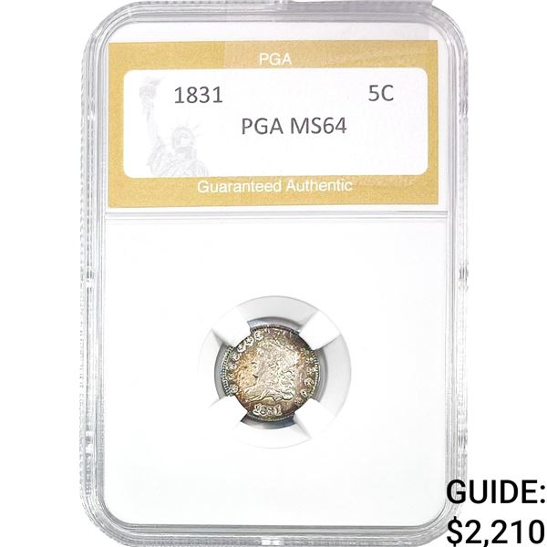 1831 Capped Bust Half Dime PGA MS64