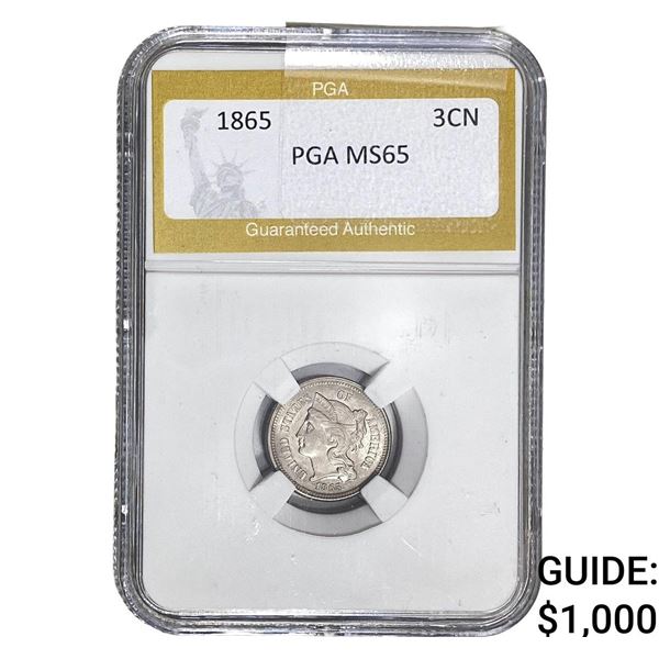 1865 Nickel Three Cent PGA MS65