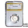 Image 1 : 1932-D Washington Silver Quarter PGA MS62