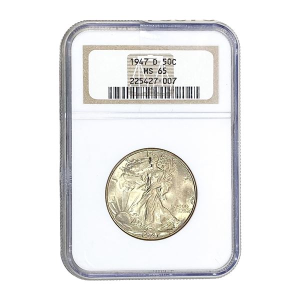 1947-D Walking Liberty Half Dollar NGC MS65