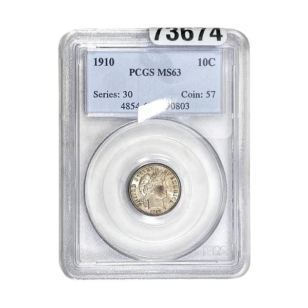 1910 Barber Dime PCGS MS63