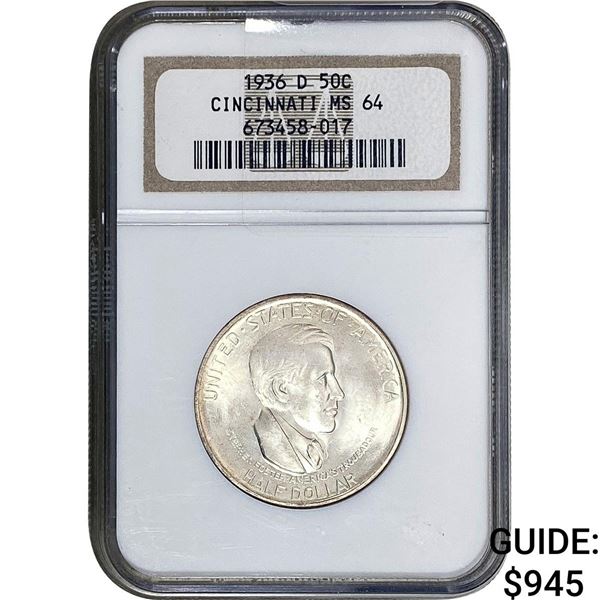 1936-D Cincinatti Half Dollar NGC MS64