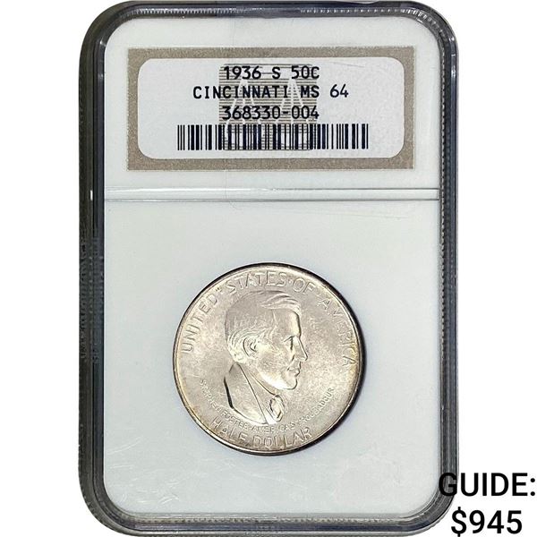 1936-S Cincinatti Half Dollar NGC MS64