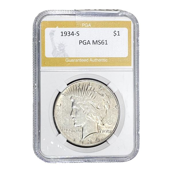 1934-S Silver Peace Dollar PGA MS61