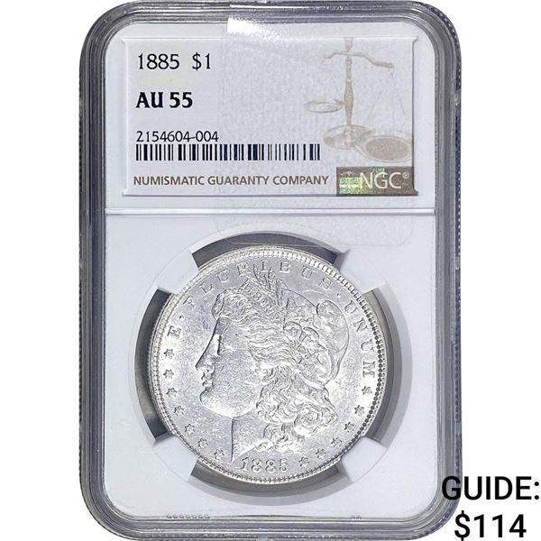 1885 Morgan Silver Dollar NGC AU55