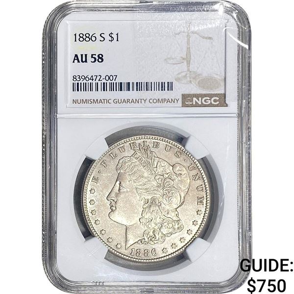 1886-S Morgan Silver Dollar NGC AU58
