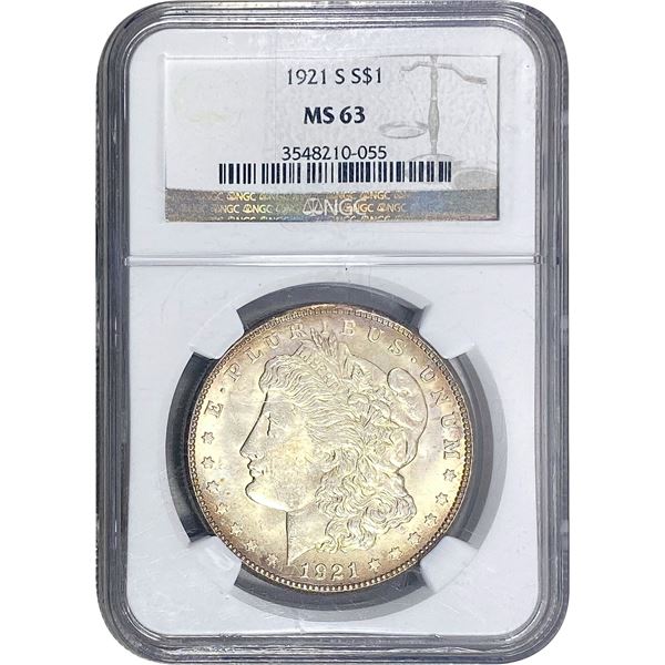 1921-S Morgan Silver Dollar NGC MS63