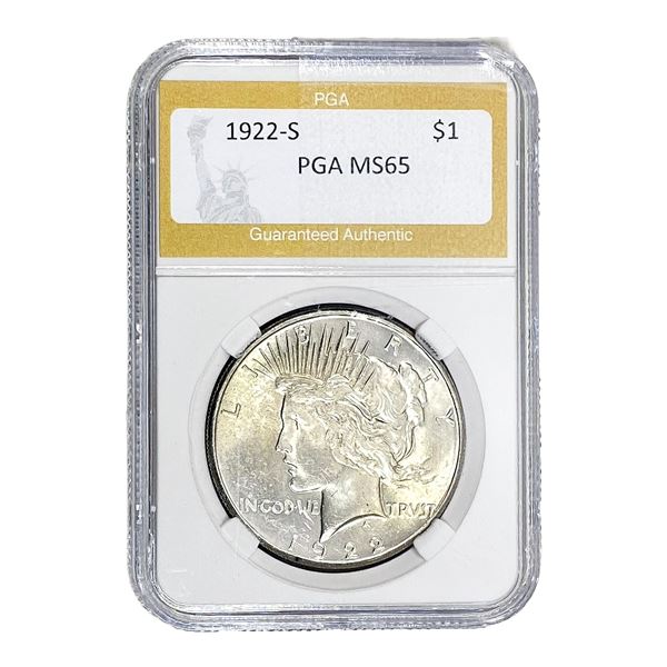 1922-S Silver Peace Dollar PGA MS65