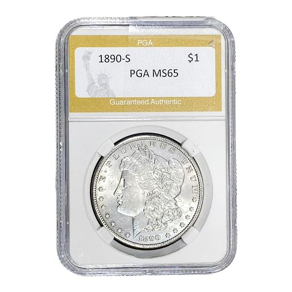 1890-S Morgan Silver Dollar PGA MS65