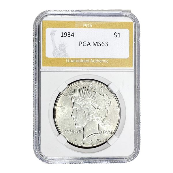 1934 Silver Peace Dollar PGA MS63