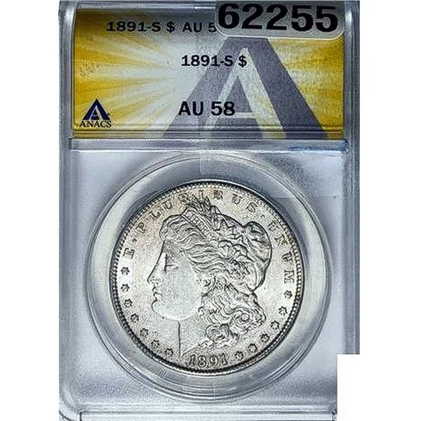 1891-S Morgan Silver Dollar ANACS AU58
