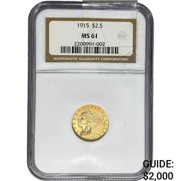 1915 $2.50 Gold Quarter Eagle NGC MS61