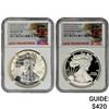 Image 1 : [2 Coins] 2012-S Silver Eagle Set $1 NGC Rev & UC PF69