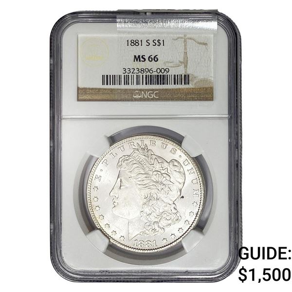 1881 Morgan Silver Dollar NGC MS66