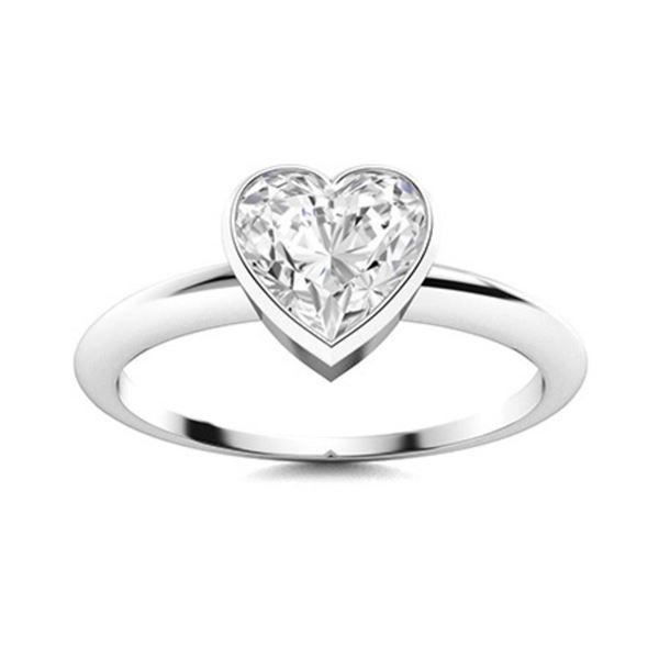 Gold & Brilliant White Heart Diamond 1 Cts Ring - E/VVS