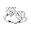 Gold Double Heart White Diamond 2 Cts Ring - E/VVS