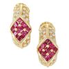 18k Gold Natural Ruby & Diamonds  Earrings