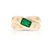 18k Gold Natural Emerald & Diamond Ring