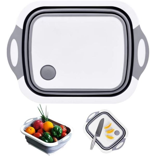 2 Collapsible Multi-Function Cutting Boards with Built-In Strainer/Storage Basket - New