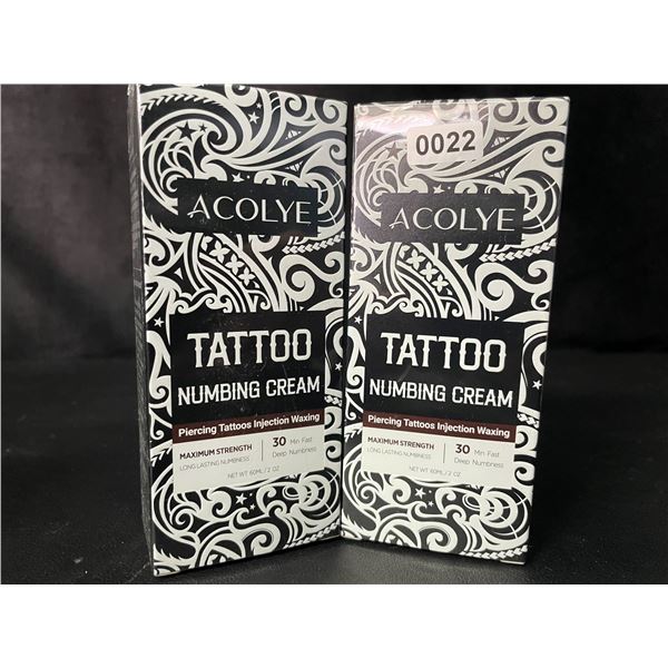 2 Boxes of Acolye Tattoo Numbing Creams - Max Strength/Long-Lasting Numbness (60ml) - New Sealed
