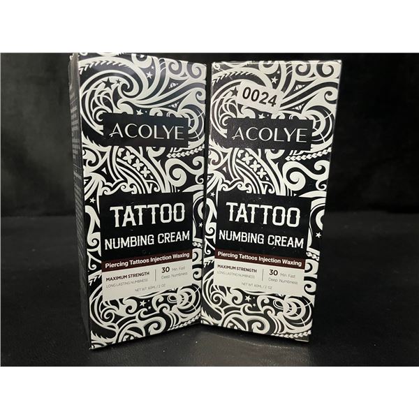 2 Boxes of Acolye Tattoo Numbing Creams - Max Strength/Long-Lasting Numbness (60ml) - New Sealed