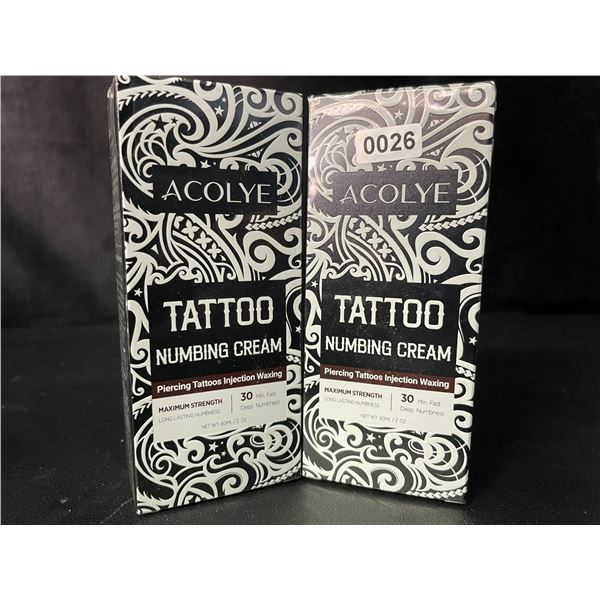2 Boxes of Acolye Tattoo Numbing Creams - Max Strength/Long-Lasting Numbness (60ml) - New Sealed