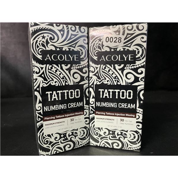 2 Boxes of Acolye Tattoo Numbing Creams - Max Strength/Long-Lasting Numbness (60ml) - New Sealed
