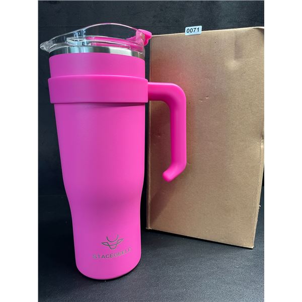 1 Stacegeele 40oz Hot Pink Double-Wall Vacuum Insulated Tumbler Mug w/ Handle - New