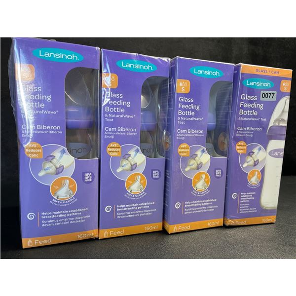 4 Lansinoh Glass Feeding Bottles for Babies - 160ml - Brand New