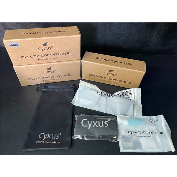 3 Boxes of Cyxus Blue-Light Blocking Glasses/Eye-Strain Reducing Glasses - New