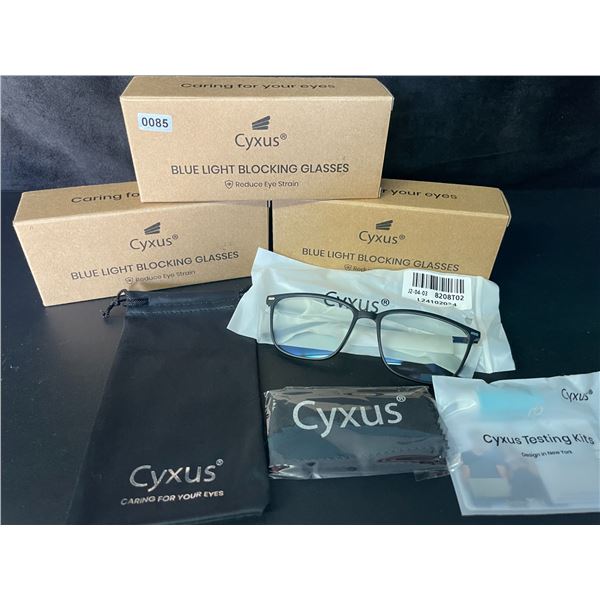 3 Boxes of Cyxus Blue-Light Blocking Glasses/Eye-Strain Reducing Glasses - New