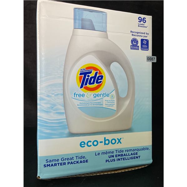 1 Tide Ultra Concentrated Free & Gentle Eco-Box Liquid Laundry Detergent - 3.1L/96 Loads - New