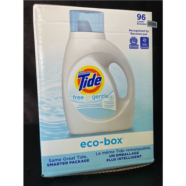 1 Tide Ultra Concentrated Free & Gentle Eco-Box Liquid Laundry Detergent - 3.1L/96 Loads - New