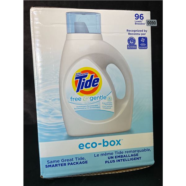 1 Tide Ultra Concentrated Free & Gentle Eco-Box Liquid Laundry Detergent - 3.1L/96 Loads - New