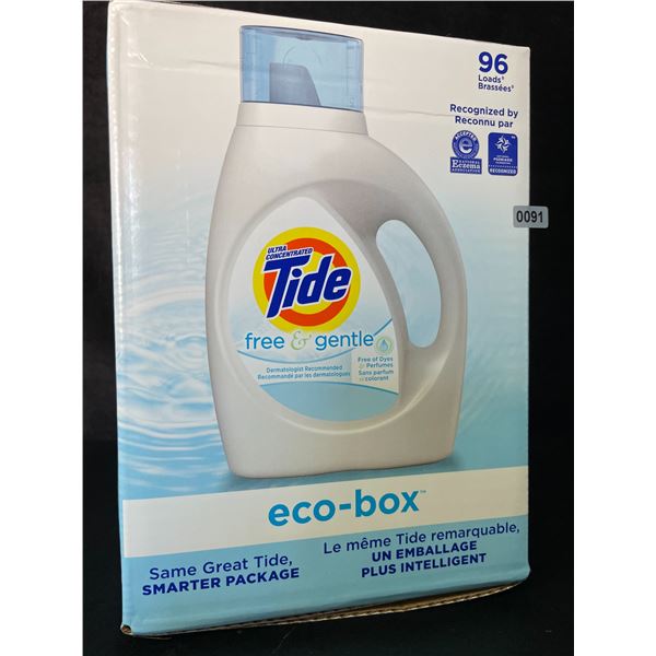 1 Tide Ultra Concentrated Free & Gentle Eco-Box Liquid Laundry Detergent - 3.1L/96 Loads - New