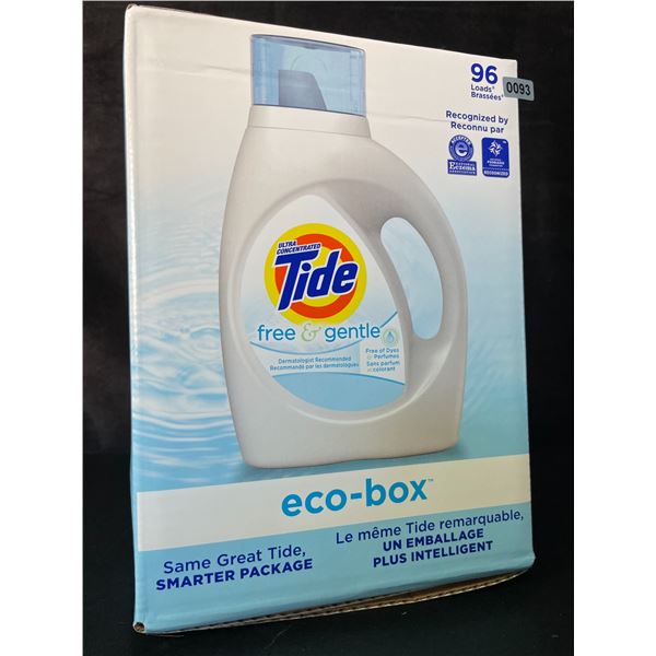 1 Tide Ultra Concentrated Free & Gentle Eco-Box Liquid Laundry Detergent - 3.1L/96 Loads - New