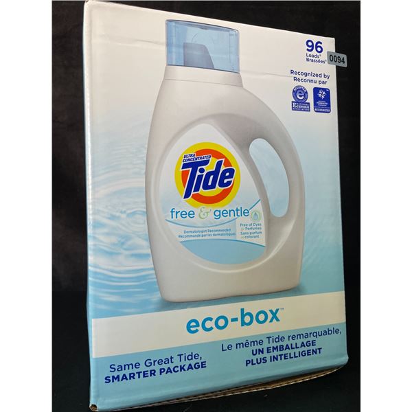 1 Tide Ultra Concentrated Free & Gentle Eco-Box Liquid Laundry Detergent - 3.1L/96 Loads - New